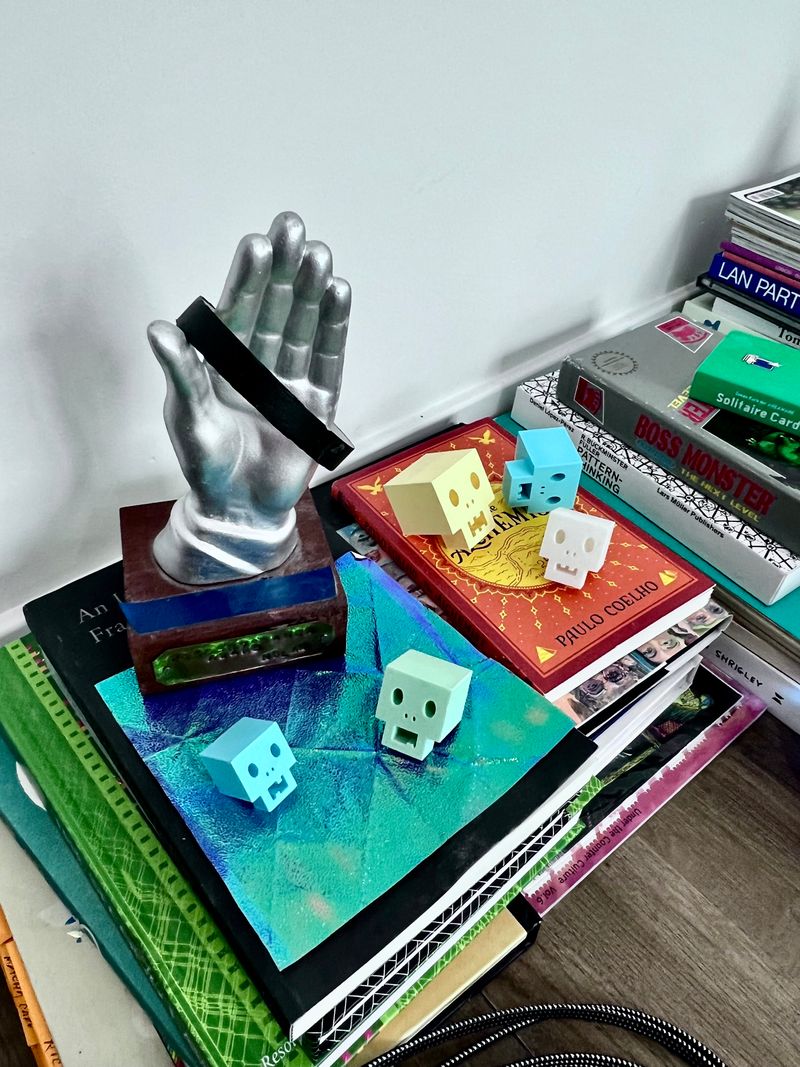 A floor-sitting assortment of artifacts.