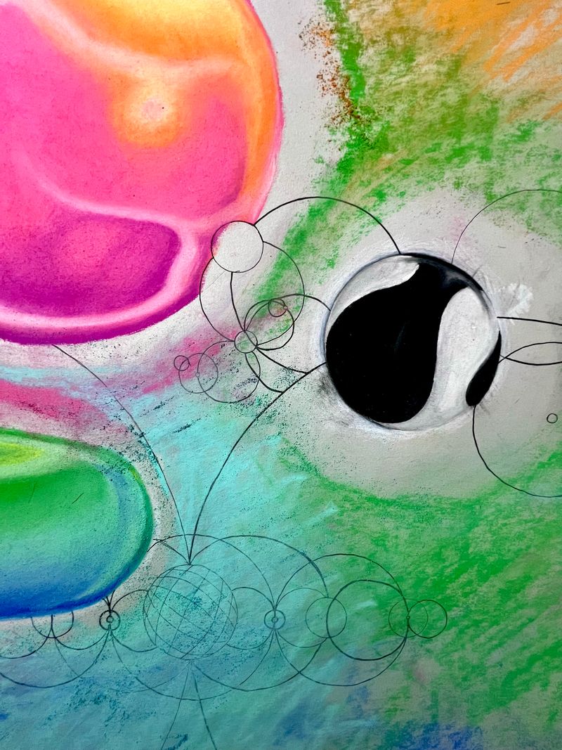 A pastel drawing of orbs.